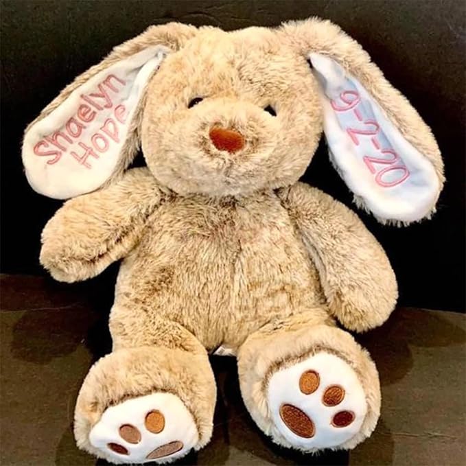 Personalized Plush Stuffed Bunny Animal Toy for Kids, Embroidered Bunny Easter Gifts Bunny Doll Easter Gift Toddler Toys Newborn Toys For Baby Welcome Parties, Easter, Thanksgiving, Christmas