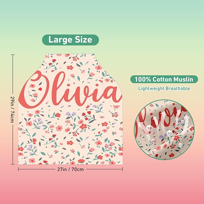 Custom Name Car Seat Canopy - Baby Car Seat Covers, Infant Stroller Cover, Red Pattern Carseat Canopy Christmas Birthday Gifts for Girls and Boys