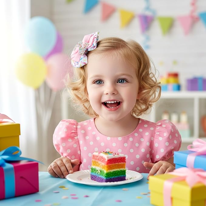Sparkly Number 2 Birthday Hair Bow with Sprinkle, Sweet Outfit Pink Pigtail Hair Bows for 2 3 4 5 6 7 Years for Baby Girls Two 2nd Second Birthday