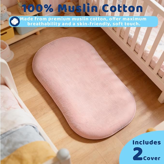 Baby Lounger, Newborn Lounger with Breathable & Soft Cover for Floor, Couch & Travel, 0-24 Months Newborn Babies Essentials Gifts. Pink (2 Cover Included)