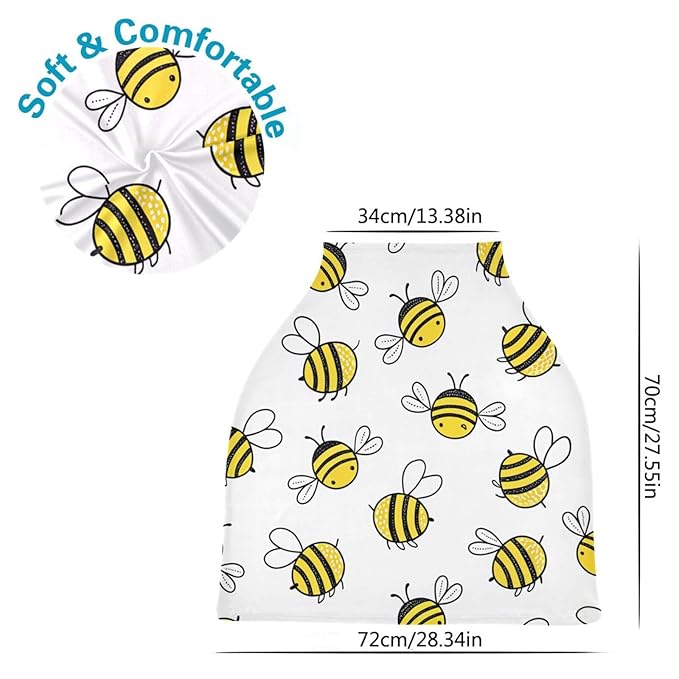 Blueangle Flying Bumble Bees Infant Car Seat Cover, The Stretchy Nursing Scarf, Car Seat Canopy, Shopping Cart Cover and High Chair Cover