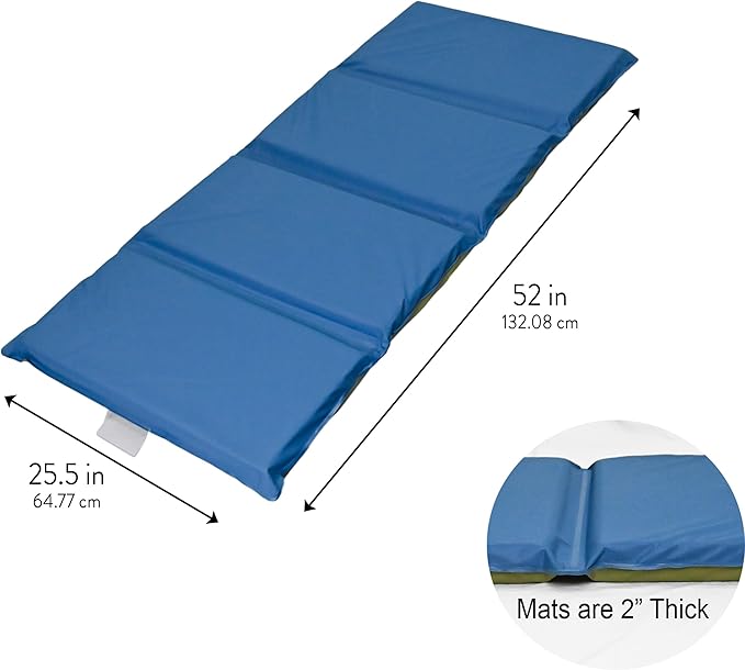 Children's Factory Nap Mats, 2 inch Thick Toddler Sleeping Mats for Preschools and Daycares, Comfortable and Soft 4 Section Folding Nap Pad