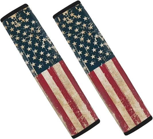 American Flag Seat Belt Cover Seatbelt Shoulder Pad 2 Pack Soft Car Seat Shoulder Strap Pads Seatbelt Straps Covers for Kids Adults Neck Protector