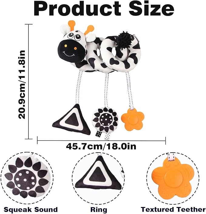 Multi-Use Baby Spiral Activity Toy – Spiral carseat Toy for Car Seat, Stroller,Play Gym, Keeps Baby Quiet, Easy Travel Solution