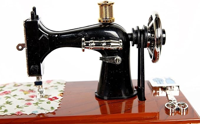 G Ganen Musical Sewing Machine Music Box Vintage Look (Brown-1)