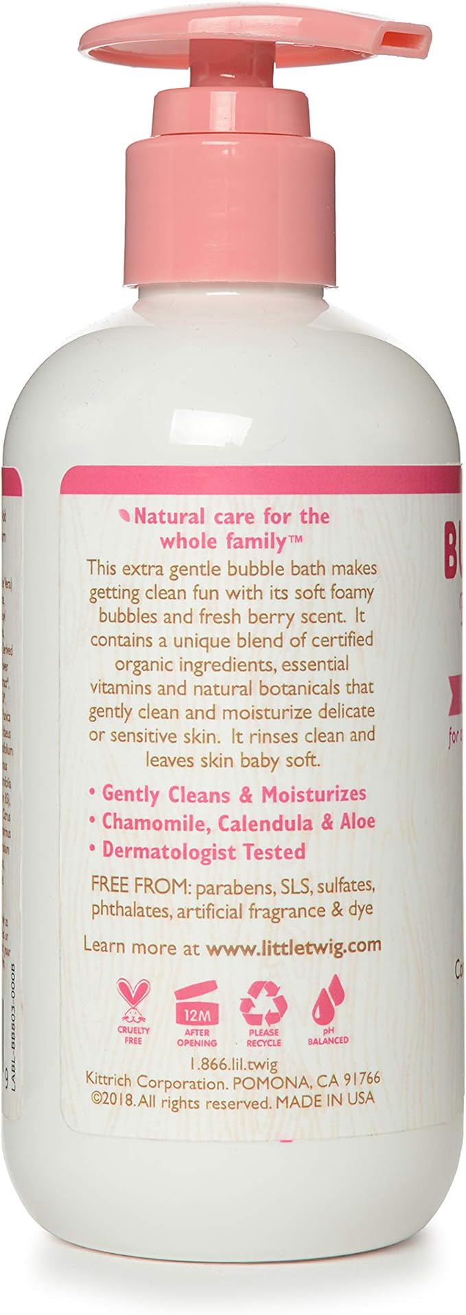 Little Twig Bubble Bath, Baby Bath Essential with Natural Plant Derived Formula, Vegan, Gluten-Free, Paraben-Free, Berry Pomegranate Scent, 8.5 fl. oz.