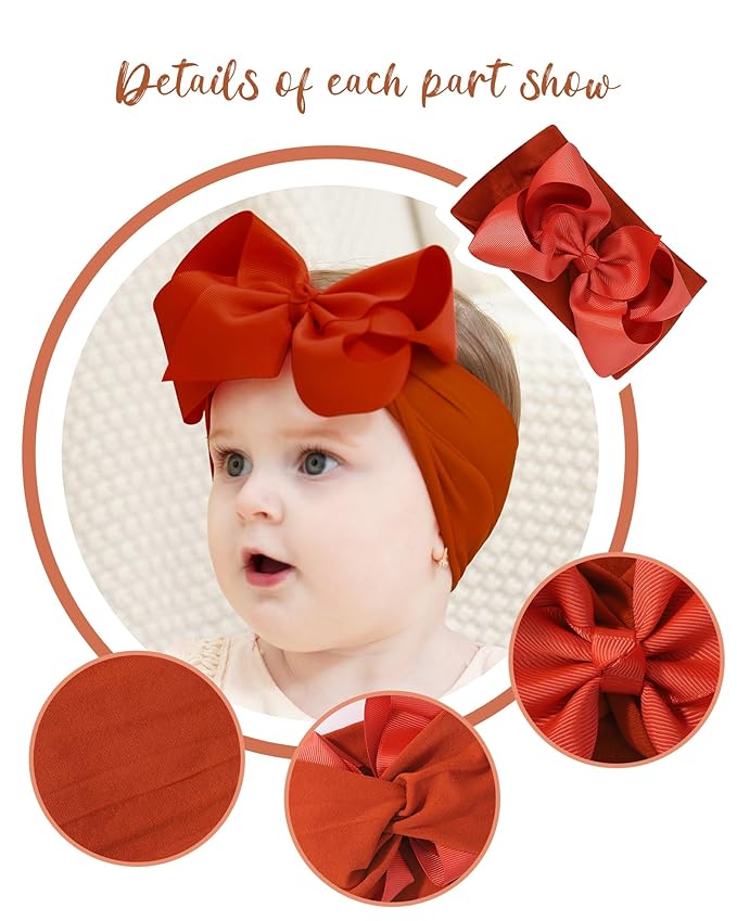 doboi 20pcs Baby Girl Bows Baby Headbands Hair Accessories Big Bows for Baby Girls Infant Newborn Toddler Baby Bows and Nylon Headbands