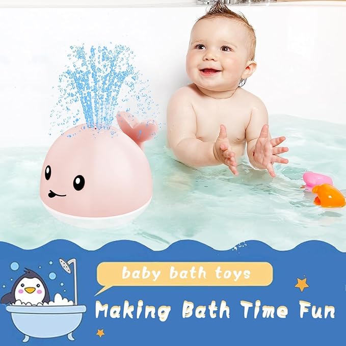 Gigilli Baby Bath Toys, Bath Toys for Kids Ages 1-3, 1 Year Old Girl Gift, Baby Easter Basket Stuffers 6-12-18 Months Light Up Whale Bath Toy Sprinkler Toddler Birthday Bathtub Fountain Pool Water Toy