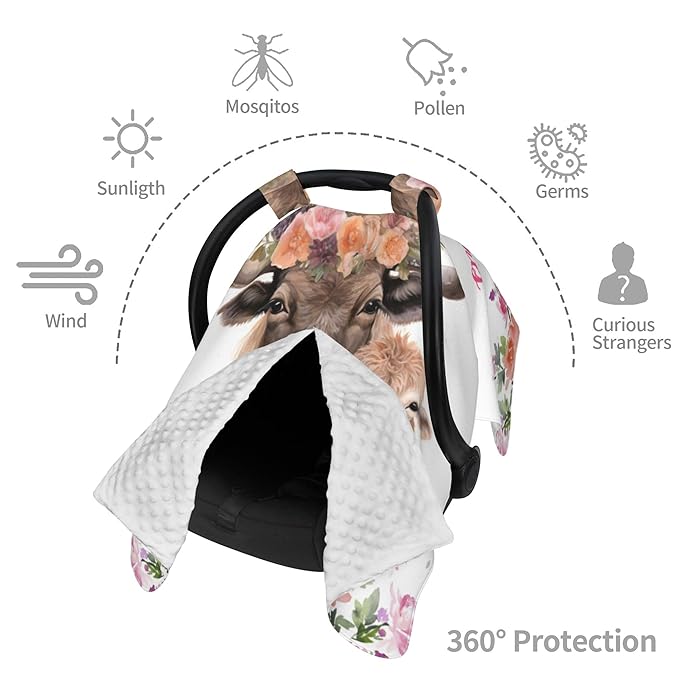 Personalized Baby Car Seat Canopy with Name Custom Minky Buffalo Car Seat Covers Nursing Cover for Breastfeeding Multi-Use Cover Infant Carrier Carseat Winter Cover for Newborn Girls Boys