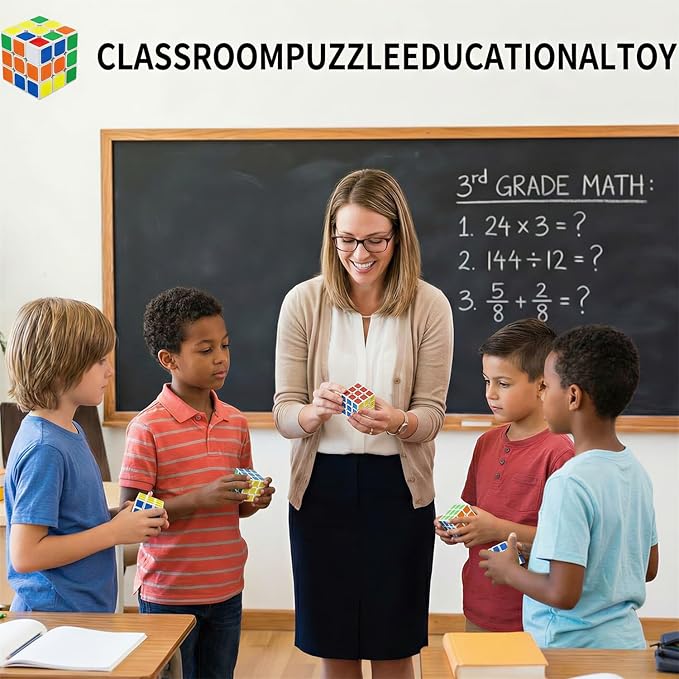 36 Pack Mini Speed Cube Puzzle Party Favors for Kids - 1.18" Smooth Corner Cut 3x3 Brain Teasers for Classroom Prizes, End of Year Student Gifts, Treasure Box Toys & Road Trip Travel Game