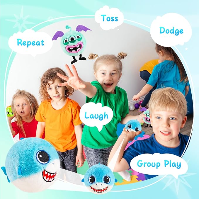 ZOOJOY 6 Pcs Plush Bouncy Balls for Kids, 3-Inch Soft Sensory Toys with Unicorn, Easter Bunny, Monster, Dinosaur & Shark, High Bounce Foam Easter Basket Stuffers Balls Gift for Boys & Girls 6 M+