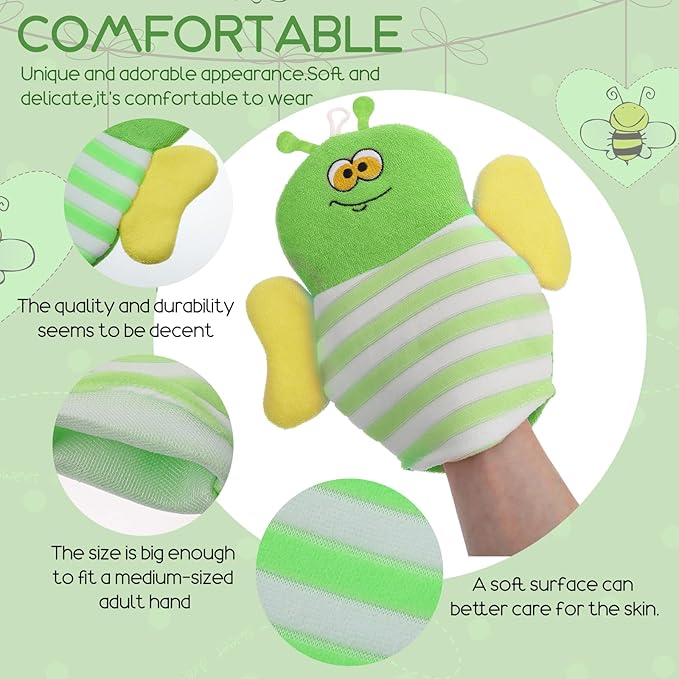Sibba 10 Pcs Baby Bath Mitt Washcloths Gloves, Gentle Cute Exfoliating Wash Mitt Animal Pattern, Baby Mittens Bath Towel Glove Soft Scrub Toddler Wash Cloths Body Scrubber Bathing Loofah Infant Gloves