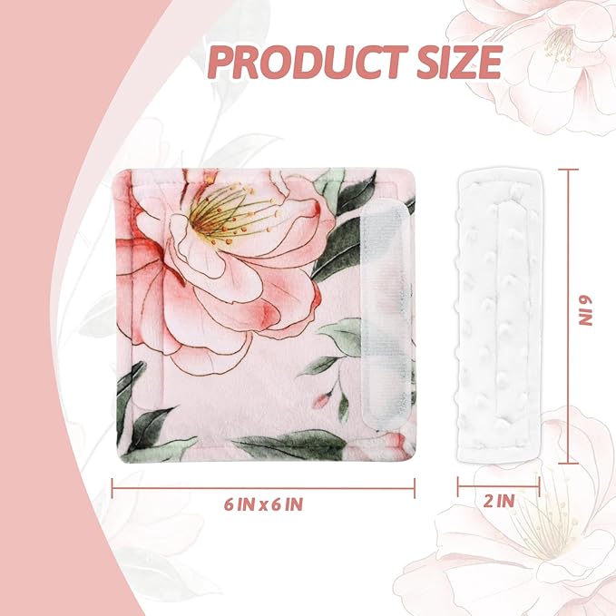 Baby Car Seat Strap Pads, Car Seat Strap Shoulder Covers for Baby Infant Toddler, Double-Sided Car Seat Belt Covers for Stroller/Pushchair/Baby Swing, Soft Flannel, Pink Floral