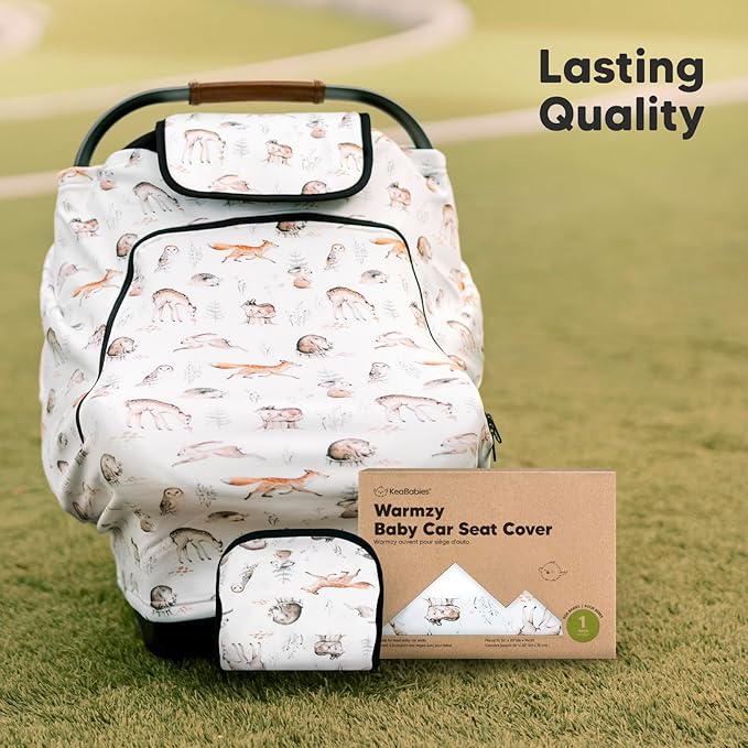 KeaBabies Winter Car Seat Cover Baby, Newborn - Universal Fit Infant Carseat Covers Baby Girl, Boy, Breathable, Lightweight Blanket, Easy to Use Stroller Canopy, Rain,Wind,Sun Shade(Arcadia)