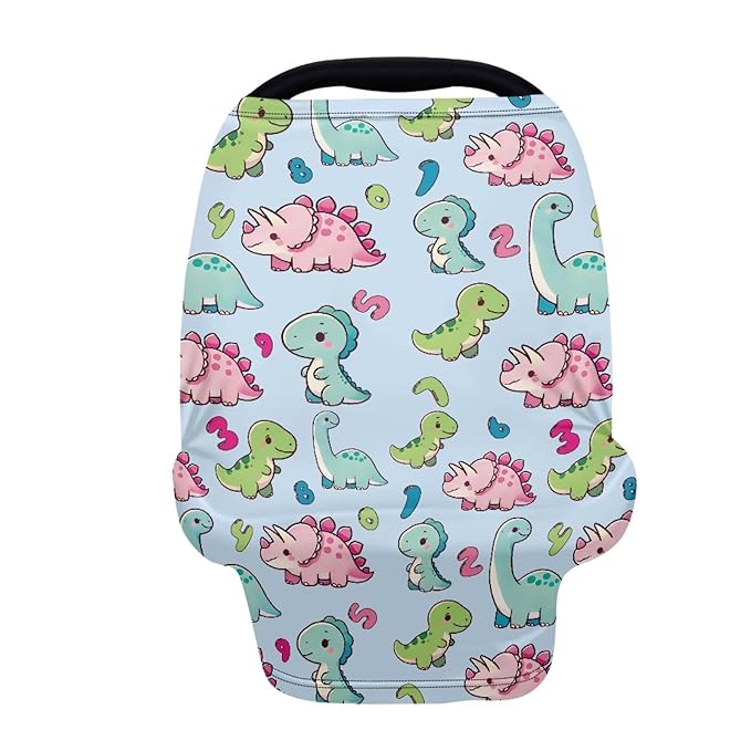 GIFTPUZZ Cartoon Dinosaur Nursing Cover for Breastfeeding Car Seat Cover Nursing Scarf Soft Car Seat Canopy Breathable Universal Nursing Cover Grocery Cart Cover Stroller Cover Dust Protector