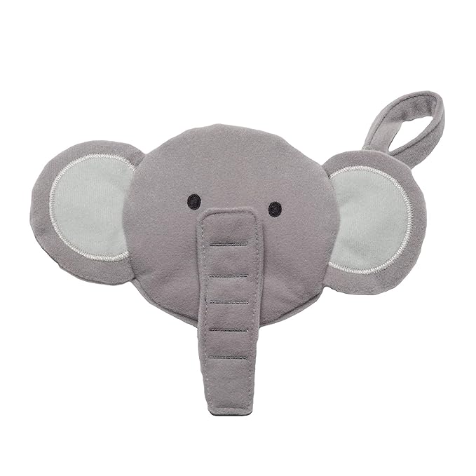 J.L. Childress Pacifier Pal - Pacifier Holder Case and Toy - Plush Binky Holder Toy - Developmental Toy Helps Calm Baby - Opens with One Hand - Fits 2-3 Pacifiers - Elephant