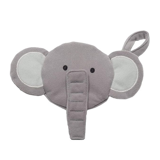 J.L. Childress Pacifier Pal - Pacifier Holder Case and Toy - Plush Binky Holder Toy - Developmental Toy Helps Calm Baby - Opens with One Hand - Fits 2-3 Pacifiers - Elephant