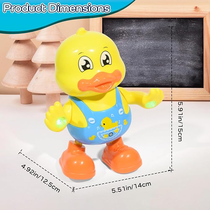 ‌Interactive Dancing Duck Musical Toy for Toddlers, Flashing Lights & Melodies, Baby Musical Easter Duck Toy Dancing Crawling Tummy Time Toys Birthday Easter Gifts