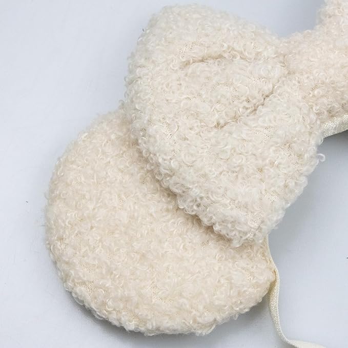 Fleece Wool Mouse Ears Headband with Bow, Adjustable Fluffy Hair Bow Hairband for Infant Toddlers Baby Girls