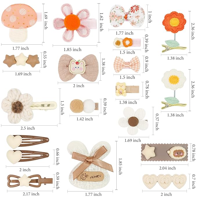 Hair Clips for Girls 19 Pcs Assorted Barrettes for Kids Spring Flower Bows Heart Cute Hair Accessories for Little Girls Teens Toddlers Child Kids Gifts