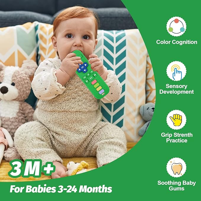 Fu Store Silicone Teething Toys for 0-24 Months Infant Toddlers, Remote Control Shape Teethers for Babies Chew Toys, Relief Soothe Babies Gums Set Dishwasher and Refrigerator Safe Purple