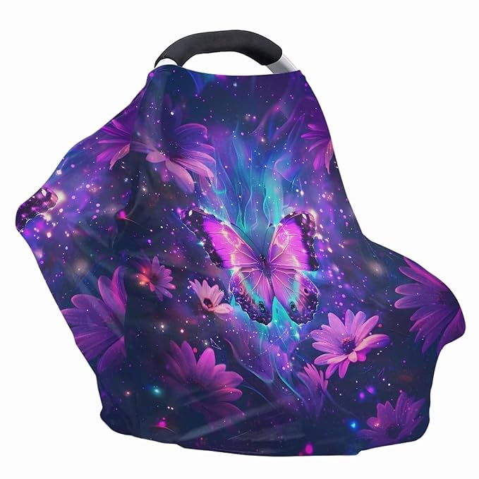 Galaxy Butterfly Nursing Cover for Baby Infant, Carseat Canopy, Soft Breastfeeding Covers Baby Nursing Cover Easy to Install