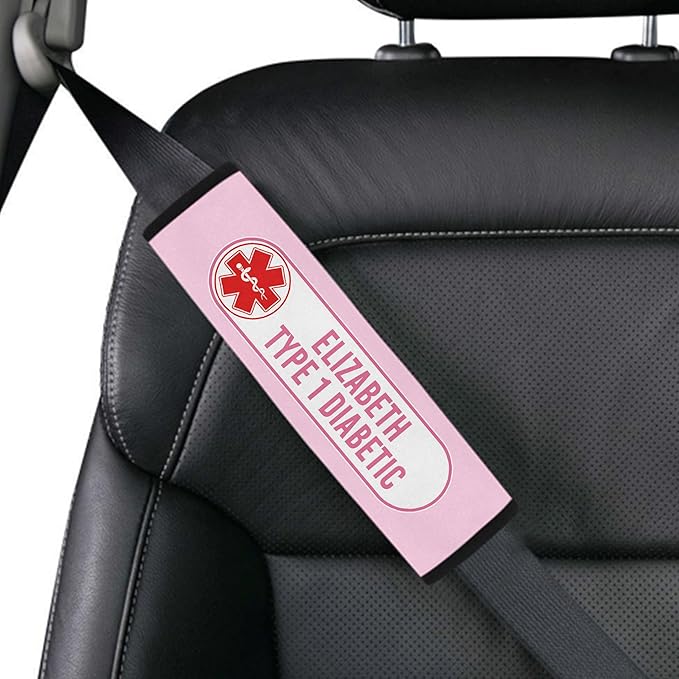 Type 1 Diabetic Custom Size Medical Alert Car Seat Belt Cover for Adults Girls and Boys Safety Seatbelt Belt Strap Shoulder Pad for a More Comfortable Driving 79