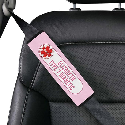 Type 1 Diabetic Custom Size Medical Alert Car Seat Belt Cover for Adults Girls and Boys Safety Seatbelt Belt Strap Shoulder Pad for a More Comfortable Driving 79