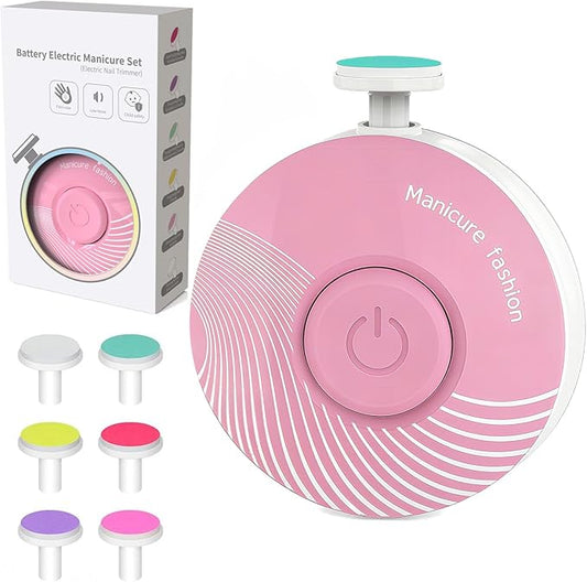 Baby Nail Trimmer Electric Baby Nail File, Baby Nail Clippers, 6 Grinding Heads, Safe Easy Quiet Baby Nail Grooming Care Kit for Newborn Infant Toddler Kids Adult Toes Fingernails (BabyPink)