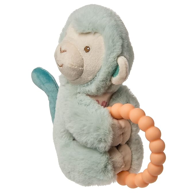 Mary Meyer Soft Baby Rattle with Teether Ring, 6-Inches, Little But Fierce Monkey