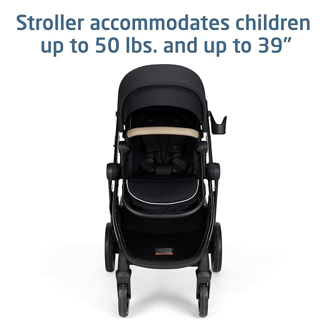 Maxi-Cosi Zelia Pro 5-in-1 Travel System with Mico Pro Infant Car Seat, Baby Stroller Combo, Reversible Seat, Large Wheels, Adjustable Handle, Newborn to Toddler, Lightweight, Caspian Caviar