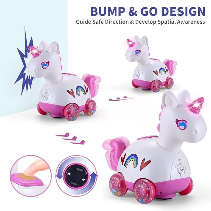Yerloa Unicorn Baby Girl Toys 6-12 Months, Musical Light Up Crawling Tummy Time Infant Toys 3 4 5 6 7 8 9 10 11 12 18 Months Newborn Easter 1st Birthday Girl Gift Toddler Learning Activity