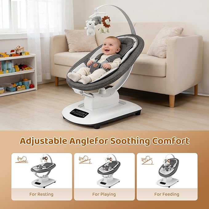 Baby Swing, Multi-Motion Baby Swings for Infants to Toddlers, Enabled with 5 Unique Motions & 5 Speeds, 360° Rotating Seat, 5-Point Harness, 5 Preset Lullabies