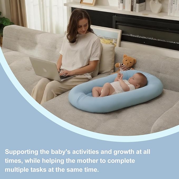 Baby Lounger, Portable Baby Lounger for Newborn, 0-24 Months, with Soft Cotton Cover, Baby Essentials Gifts(Ice Blue), Pallet of Product
