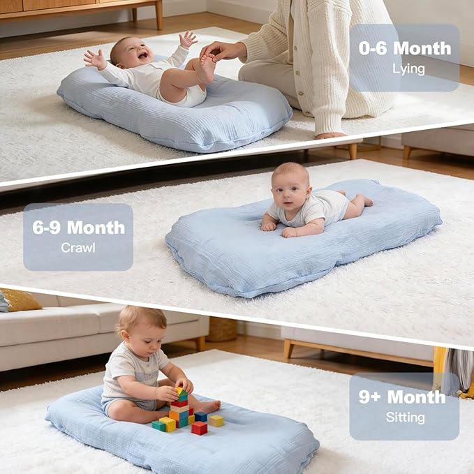 Baby Support Cushion - Snuggle Cozy Me Infant Support Cushion for Newborns | Breathable & Soft, Portable Awake-Time Pad, Essential Baby Gift (Lounger Cover Included)