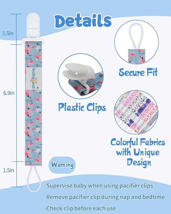 babygoal Animal Pacifier Clips, 8 Pack Binky Paci Holder Clips Fits for Most Baby Pacifiers and Binkies