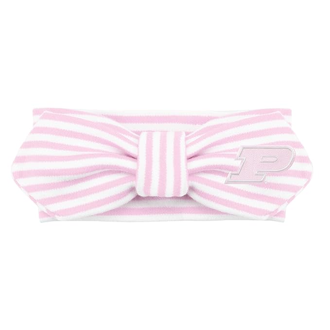 Creative Knitwear Purdue Boilermakers Infant Girls Pink/White Striped Hair Knot Headband Embroidered Logo - Size Newborn - 4T