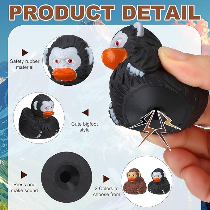 50pcs Sasquatch Rubber Ducks for Jeep Funny Sasquatch Rubber Bath Toys Birthday Party Favors for Cruise Ships (Black,Brown)