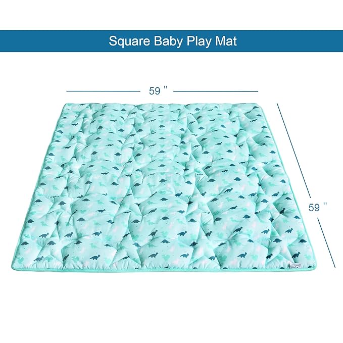SPRINGSPIRIT Baby Play Mats for Floor, 59x59 Inch Thicker and Larger Soft Cushioning Playmats for Babies and Toddlers, Foldable Washable Baby Playpen Mat,