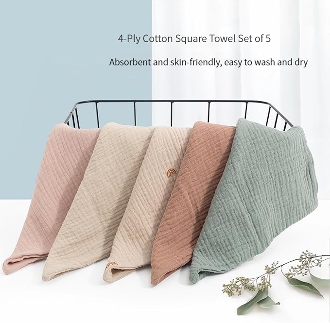 Cotton Baby Towel, Small Square Towel, Feeding Towel, Bath Towel, face Towel, Buttock Towel, Suitable for All Seasons.