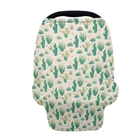 Biyejit Desert Cactus Car Seat Cover Baby Nursing Cover Up for Breastfeeding Stretchy Carseat Canopy Multi-Use 5 in 1 Cover Gifts for Mom and Baby