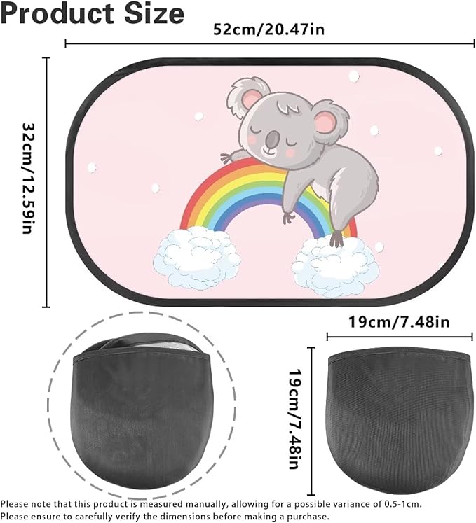 Bulopur Kawaii Koala 2 Pack Car Window Shades for Side Window UV Protection Breathable Mesh Car Window Covers Easy to Install Universal Car Interior Accessories Car Sun Shade