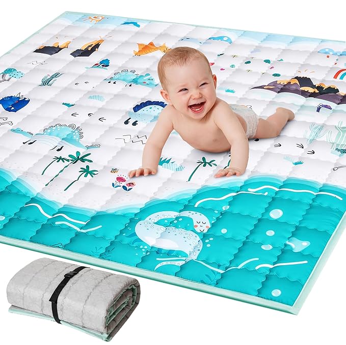 Baby Play Mat 50"x50",Foldable Kids Play Mat for Playpen Washable Crawling Baby Play Mats for Floor Soft Polyester Baby Mat Non Slip Cushioned Playmats for Babies Toddler Infants Tummy Time