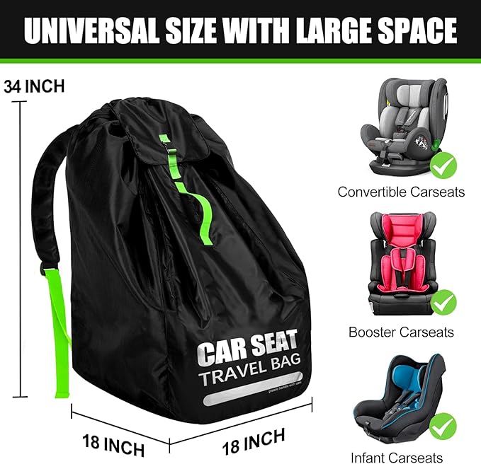 Car Seat Travel Bag for Airplane, Large Car Seat Bags for Air Travel with Comfort Padded Straps, Carseat Storage Bag / Backpack for Carseat Airport, Carseat Cover Travel - Baby Travel Essential