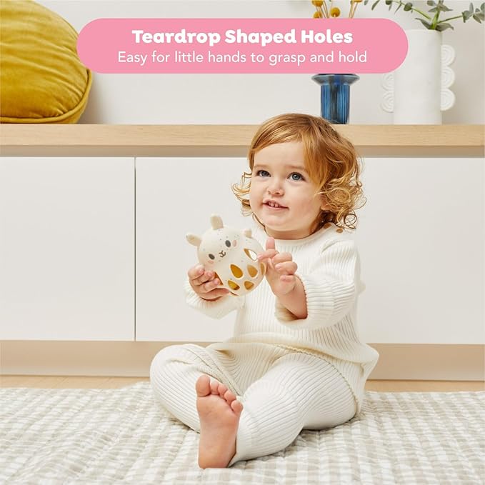 Tiger Tribe Bunny Silicone Baby Rattle - Soft BPA-Free Food-Grade Silicone with Gentle Sound, Easy Grip Sensory Toy for Infants Newborns 0-2 Years