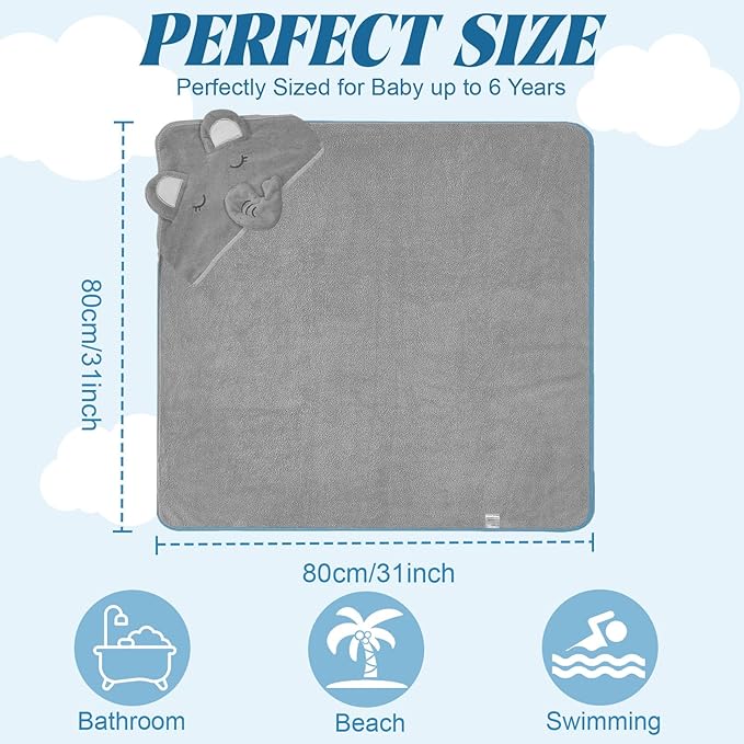 Soft Toddler Bath Towels, Hooded Baby Towel with Hood, Baby Towels with Hood for Newborn Toddler, Ultra-Absorbent Hooded Baby Towels
