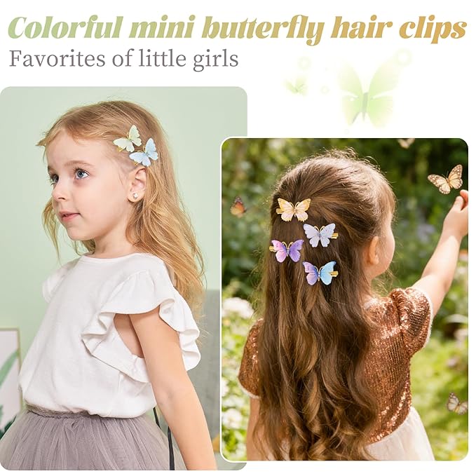 yoyokid 30PCS Butterfly Hair Clip for Girls, Colorful Gradient Metal Alligator Barrettes, Cute Butterfly Hair Accessories for Kids Toddlers Women, Party Daily Wear