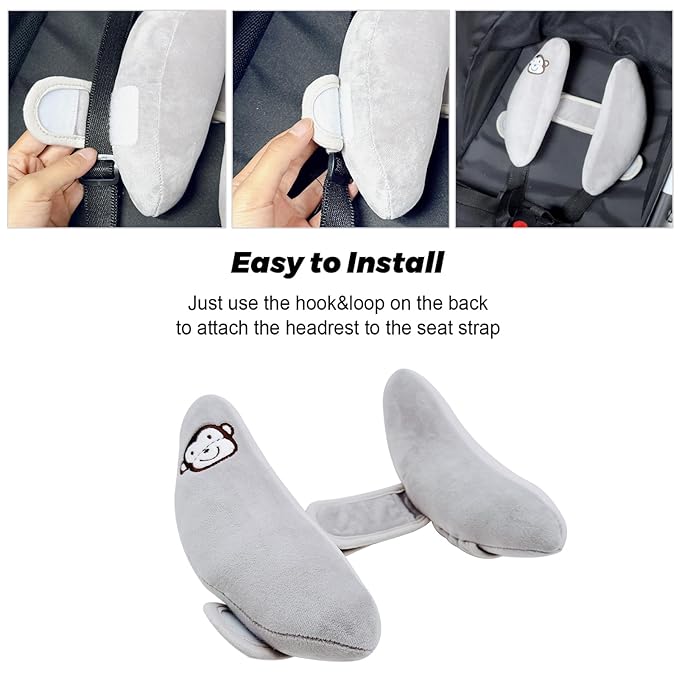 Adjustable Baby Travel Pillow Cushion for Car Seat,Infant Head Neck Support,Headrest for Stroller,Baby Neck Pillows for Pushchair, U-Shape Head Support Pillow for Infants,Grey