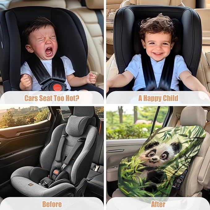 XYZCANDO Panda Print Baby Car Seat Shade Cover Cute Car Seat Cover Girl Newborn Waterproof Car Seats Heat Protector Keeps Your Toddler Baby Seat at a Cool Temperature Gift for Friends