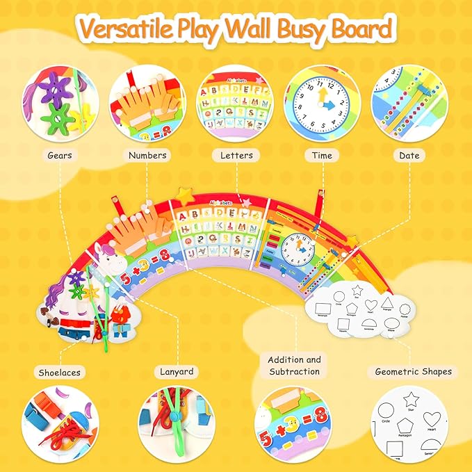 Montessori Sensory Wall Busy Board - Sensory Wall Panel for Kids, Toddler Felt Activity Book Board Toys for 3-6, Activity Cube, Daycare Educational Learning Toys